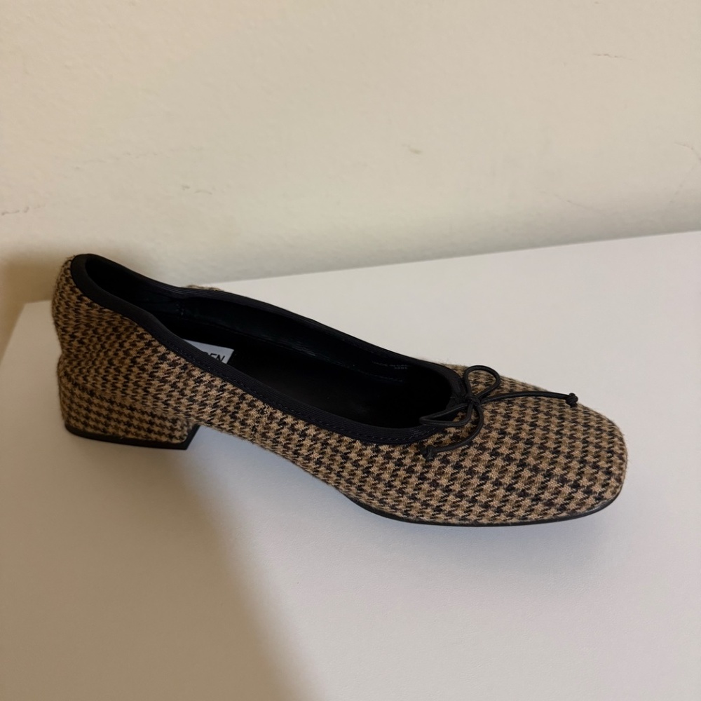 Steve Madden Women's Priscilla Block-Heel Bow Flats - Brown Tweed NWT - Picture 5 of 5